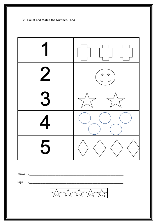 Count and Match the Number 1 5 Worksheet Match Number Worksheet