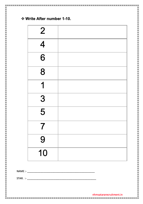 Write After Numbers Worksheet 1-20 | Nursery Worksheet | Preschool Worksheet 