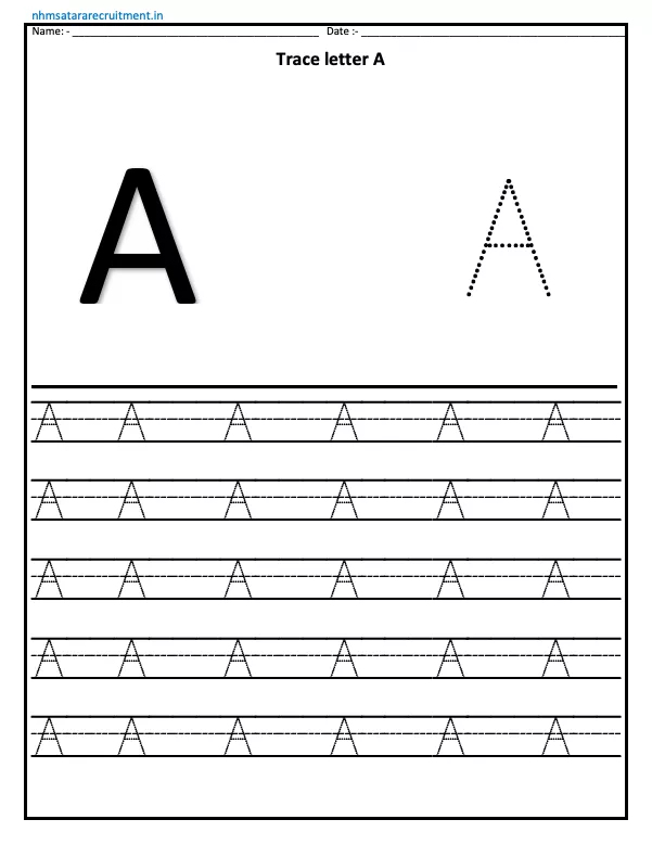 Tracing Letter A Worksheet PDF | Alphabet Worksheet | Tracing Worksheet