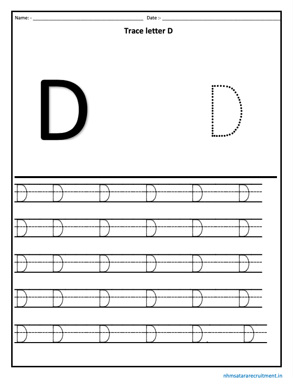 Tracing Letter D Worksheet PDF | Alphabet Worksheet | Tracing Worksheet
