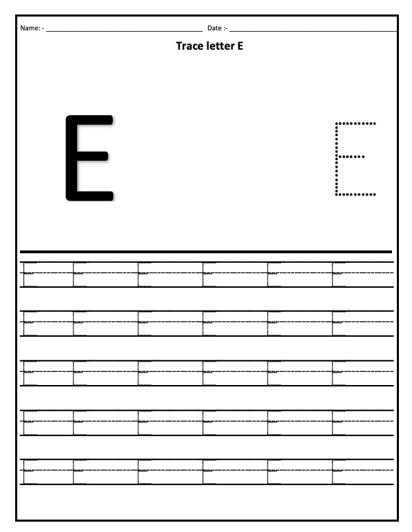Tracing Letter E Worksheet PDF | Alphabet Worksheet | Tracing Worksheet