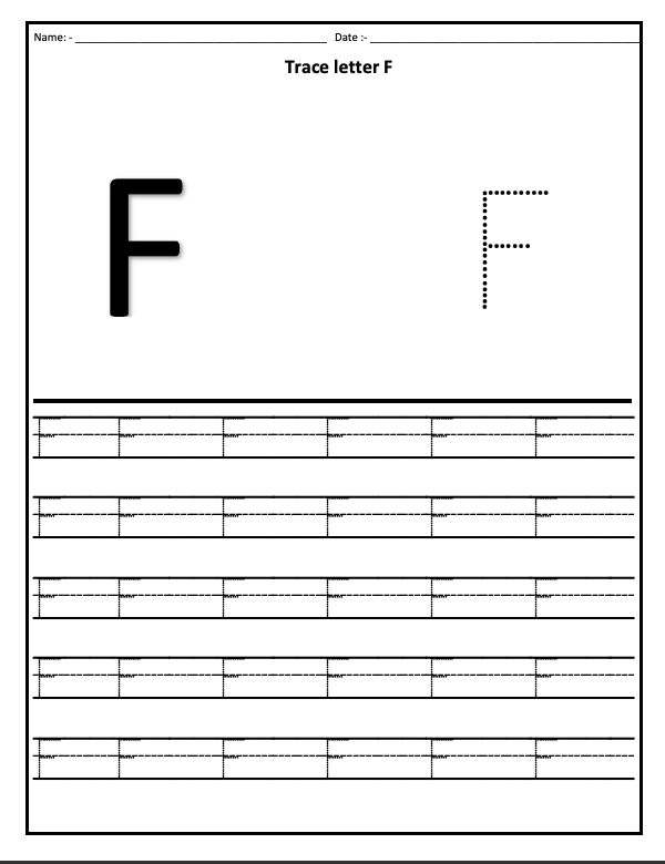 Tracing Letter F Worksheet PDF | Alphabet Worksheet | Tracing Worksheet 