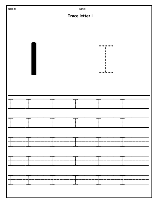 Tracing Letter I Worksheet PDF Alphabet Worksheet Tracing Worksheet