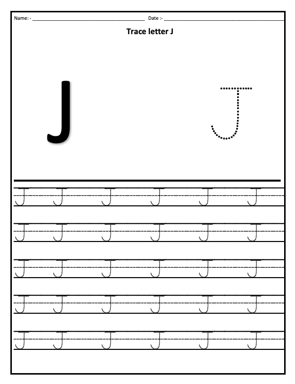Tracing Letter J Worksheet PDF | Alphabet Worksheet | Tracing Worksheet