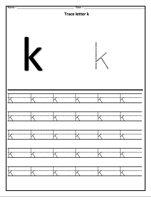 Tracing Letter K Worksheet PDF | Alphabet Worksheet | Tracing Worksheet