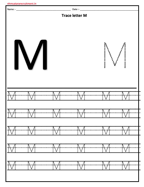 Tracing Letter M Worksheet PDF | Alphabet Worksheet | Tracing Worksheet