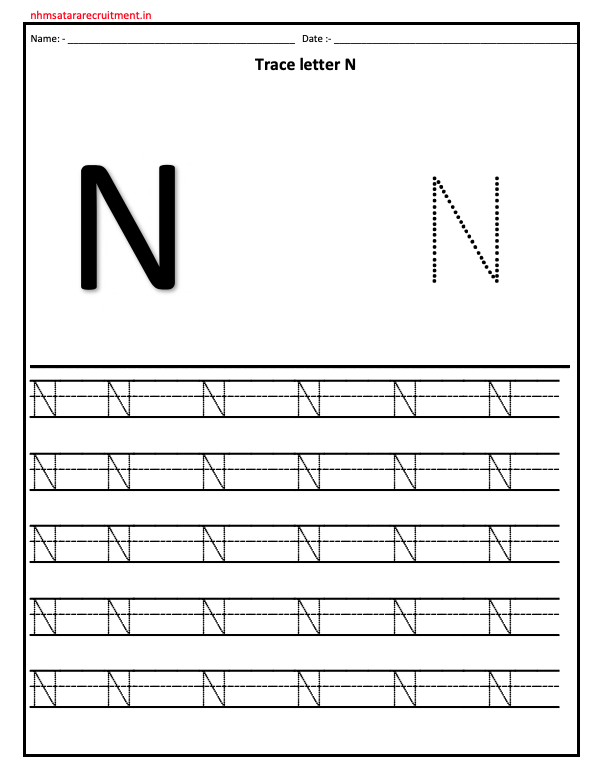 Tracing Letter N Worksheet PDF | Alphabet Worksheet | Tracing Worksheet 