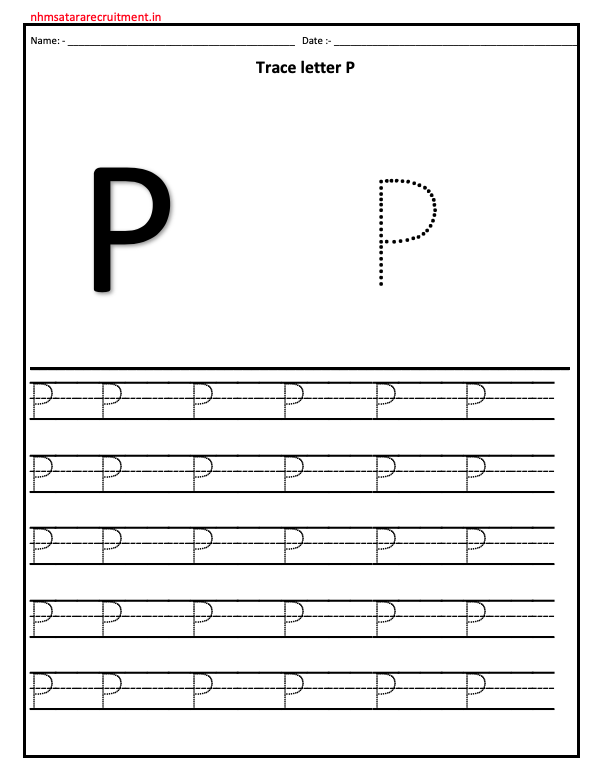 Tracing Letter P Worksheet PDF | Alphabet Worksheet | Tracing Worksheet