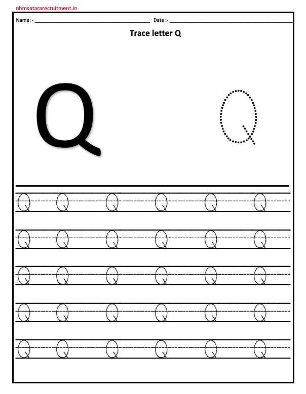 Tracing Letter Q Worksheet PDF | Alphabet Worksheet | Tracing Worksheet