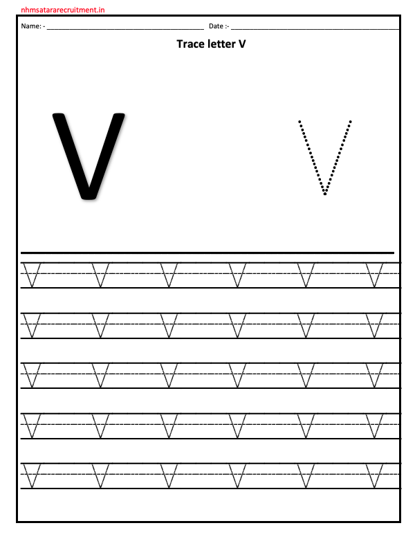 Tracing Letter V Worksheet PDF | Alphabet Worksheet | Tracing Worksheet
