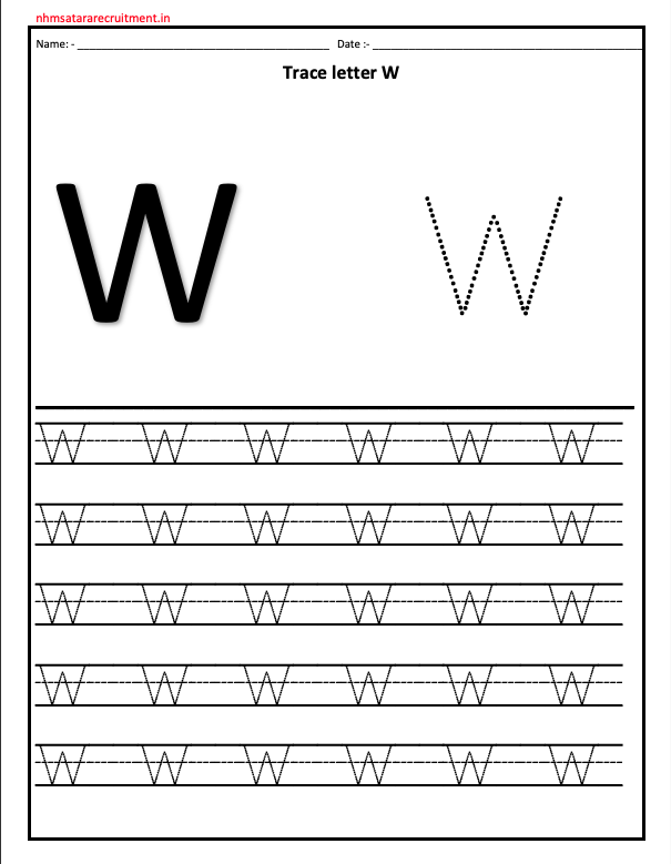 Tracing Letter W Worksheet PDF | Alphabet Worksheet | Tracing Worksheet