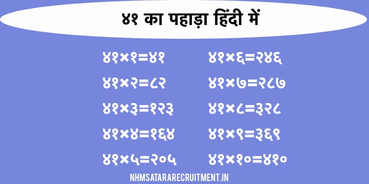 ४१ का पहाड़ा हिंदी में | 41 Ka Pahada In Hindi | Multiplication Table of 41