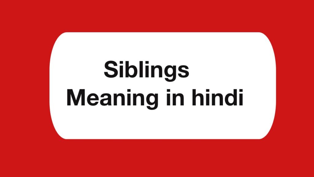 Siblings Meaning in Hindi
