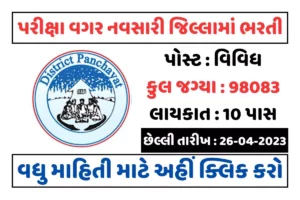નવસારી જિલ્લા પંચાયતમાં ભરતી, છેલ્લી તારીખ : 26 એપ્રિલ 2023